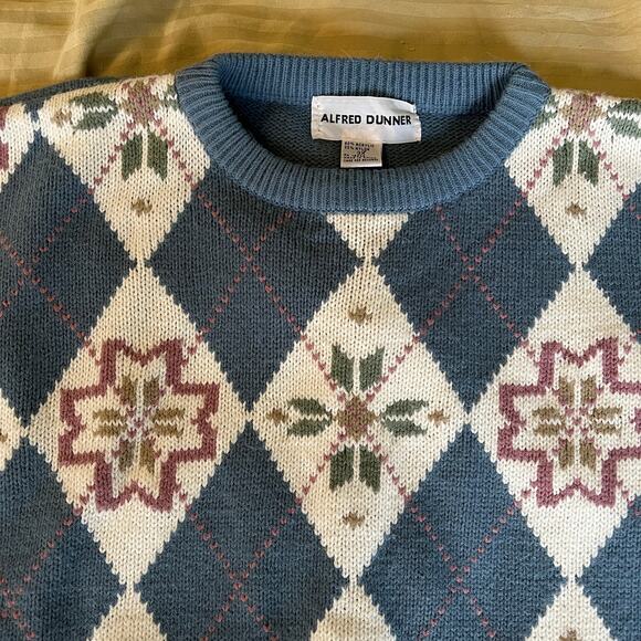 Vintage Alfred Dunner argyle fair isle pattern snowflake granny sweater 3X - Picture 2 of 8